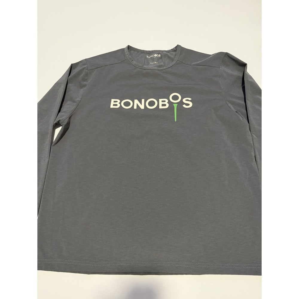 Bonobos Men Large Long Sleeve Shirt Golf Gray Slim Fit Performance Athleisure